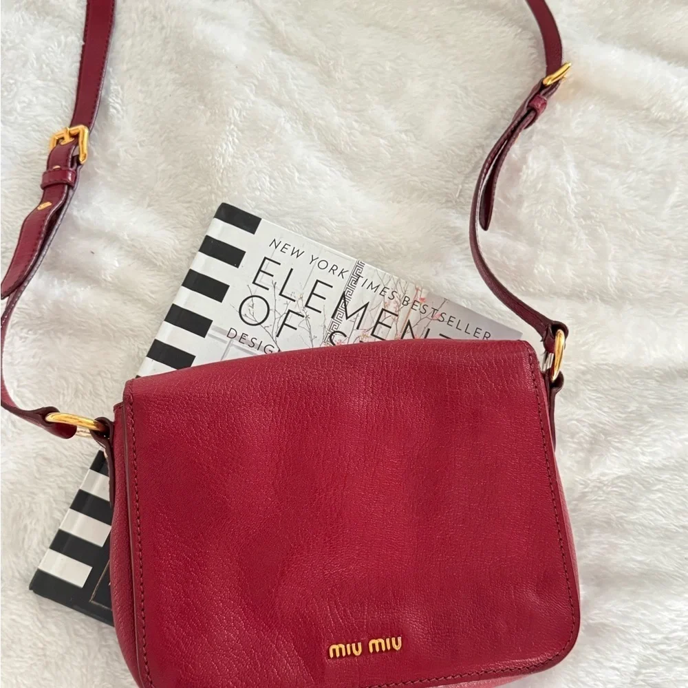 Authentic Miu Miu Red Madras Leather Crossbody Bag - Picture 3 of 12